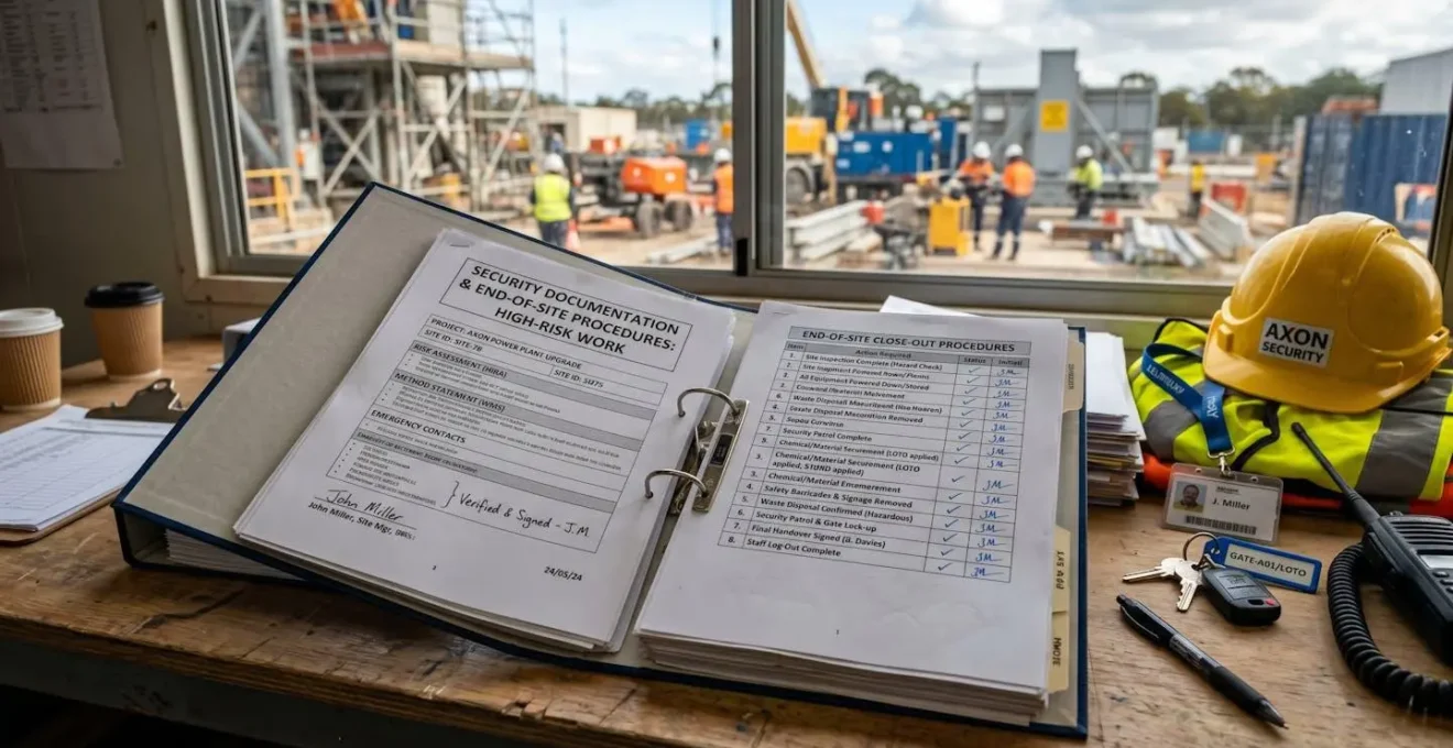 Documentation de sécurité et procédures de fin de chantier pour travaux à risque