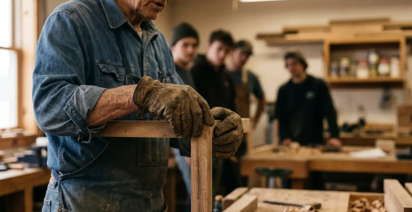 Un chef d'équipe expérimenté partageant son savoir-faire en matière de sécurité avec de jeunes apprentis