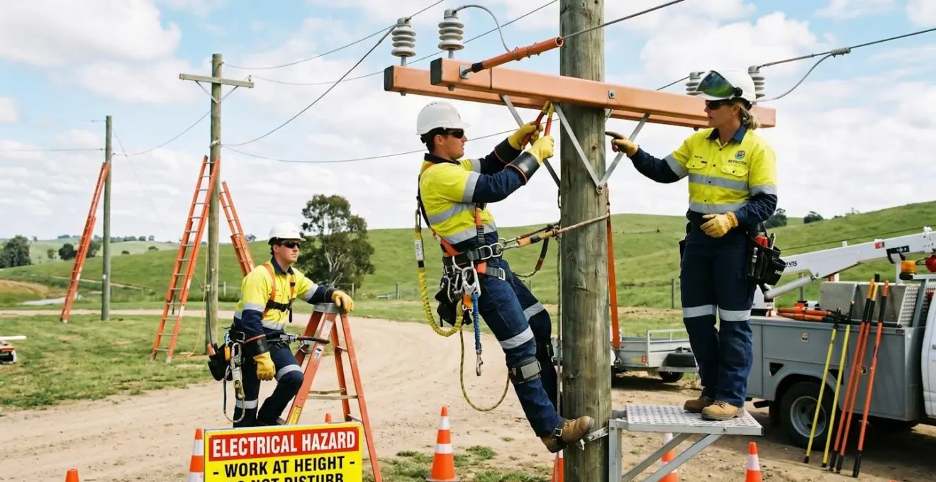 Formation et équipements de protection pour travaux électriques en hauteur