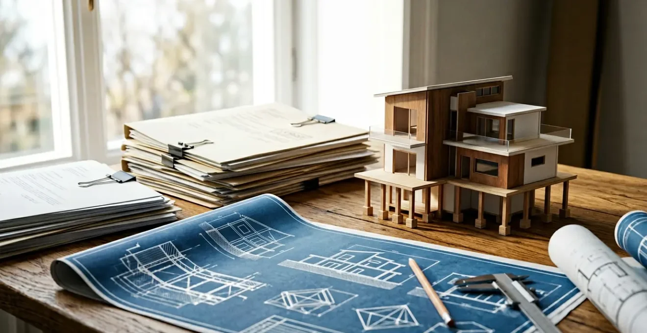 Projet de construction immobilière avec étude technique des fondations et documents de prêt bancaire