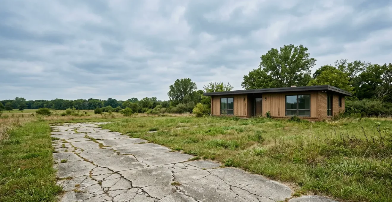 Maison des années 70 avec signes d'affaissement structurel nécessitant une intervention urgente