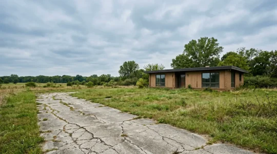 Maison des années 70 avec signes d'affaissement structurel nécessitant une intervention urgente