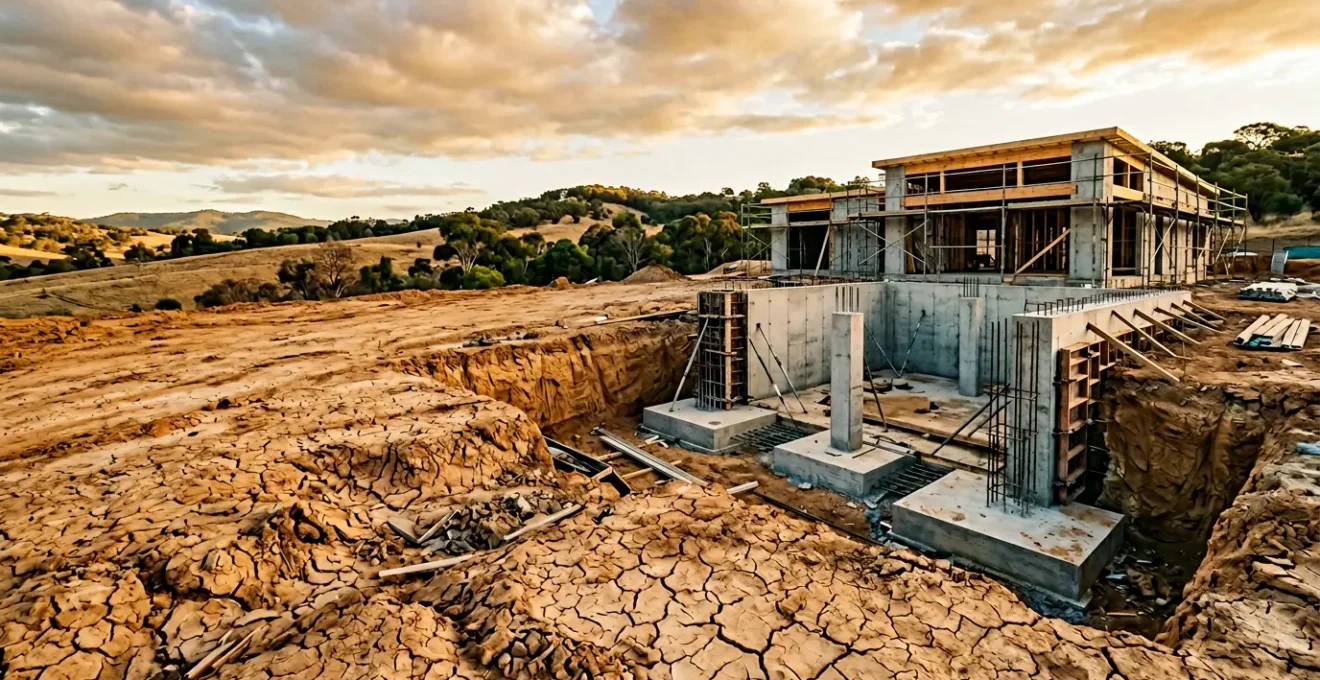 Construction de maison individuelle sur terrain argileux avec fondations adaptées en zone à risque
