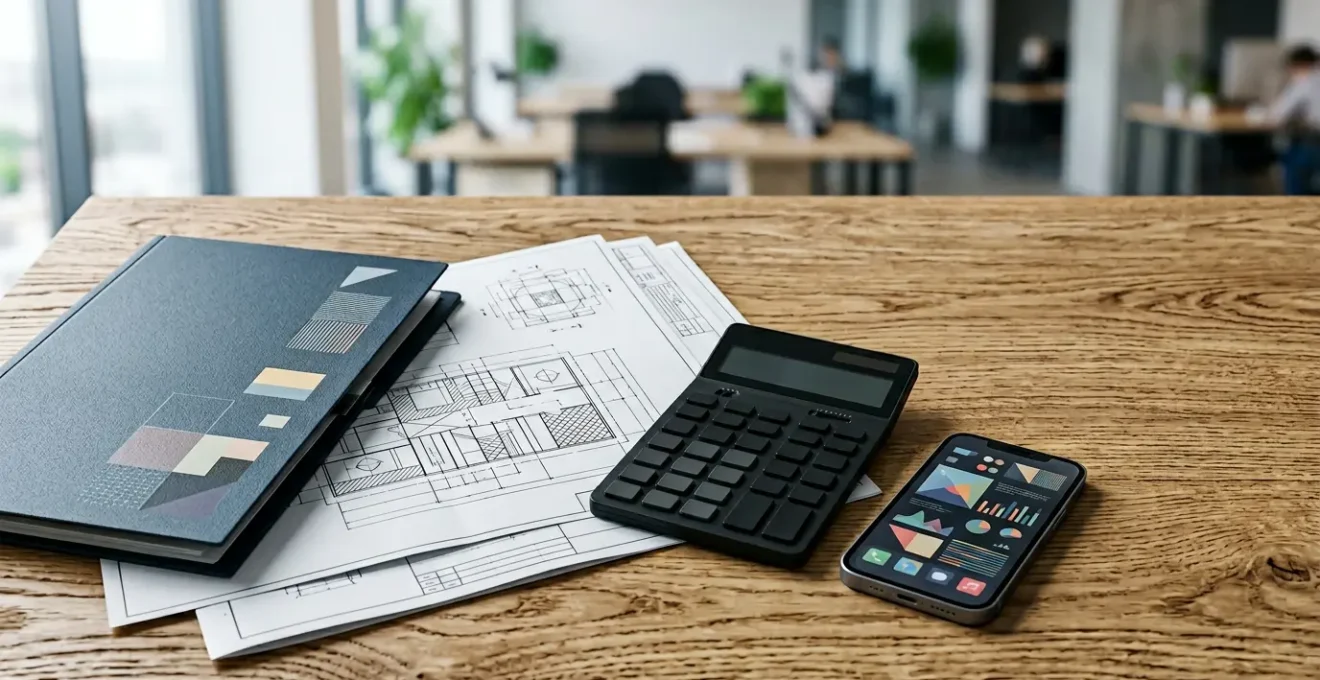 Dossier technique d'assurance construction avec devis et documents administratifs sur un bureau professionnel