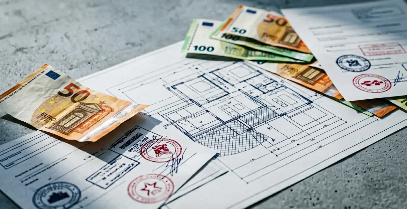 Concept visuel representant les couts caches et frais annexes lors d'un achat immobilier sur plan