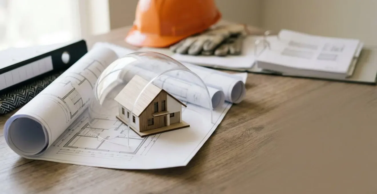 Symbole de protection financière pour un projet de construction en France