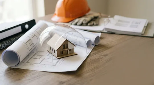 Symbole de protection financière pour un projet de construction en France