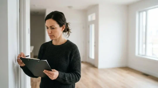 Propriétaire lors de la réception d'une maison neuve avec procès-verbal de réserves